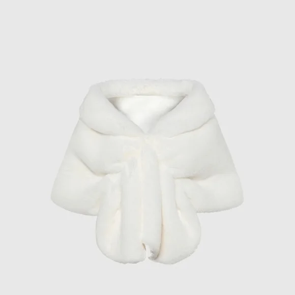 White Faux Fur 1920s Wrap Shawl - Picture 2 of 5